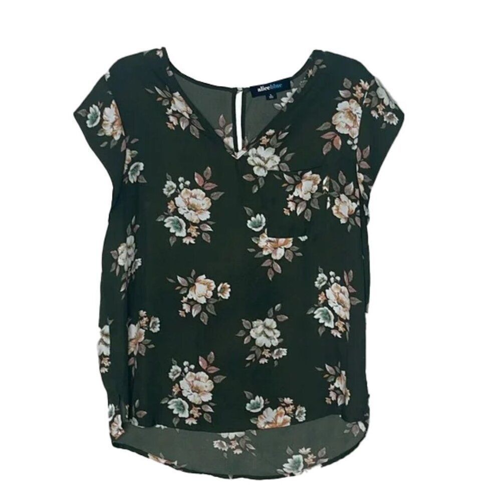 Alice Blue Floral Blouse - Green and Cream